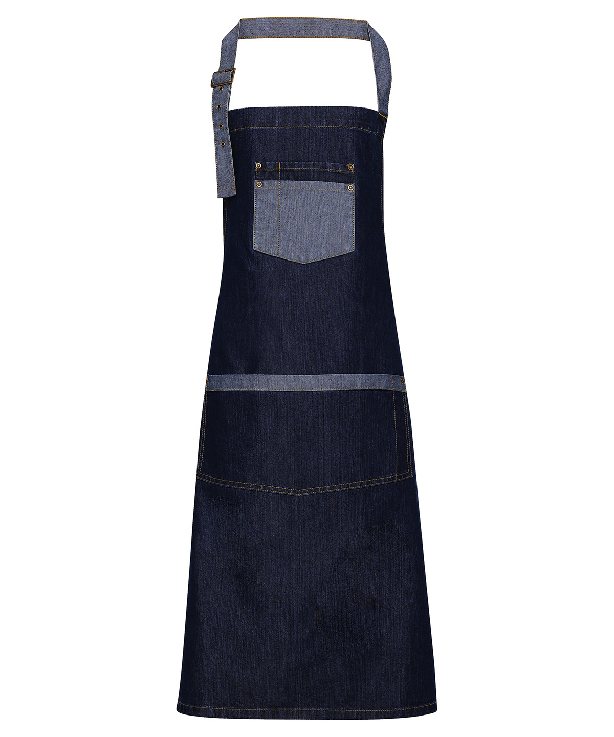 PR127 Domain contrast denim bib apron Blue PR127 Domain contrast denim bib apron Blue