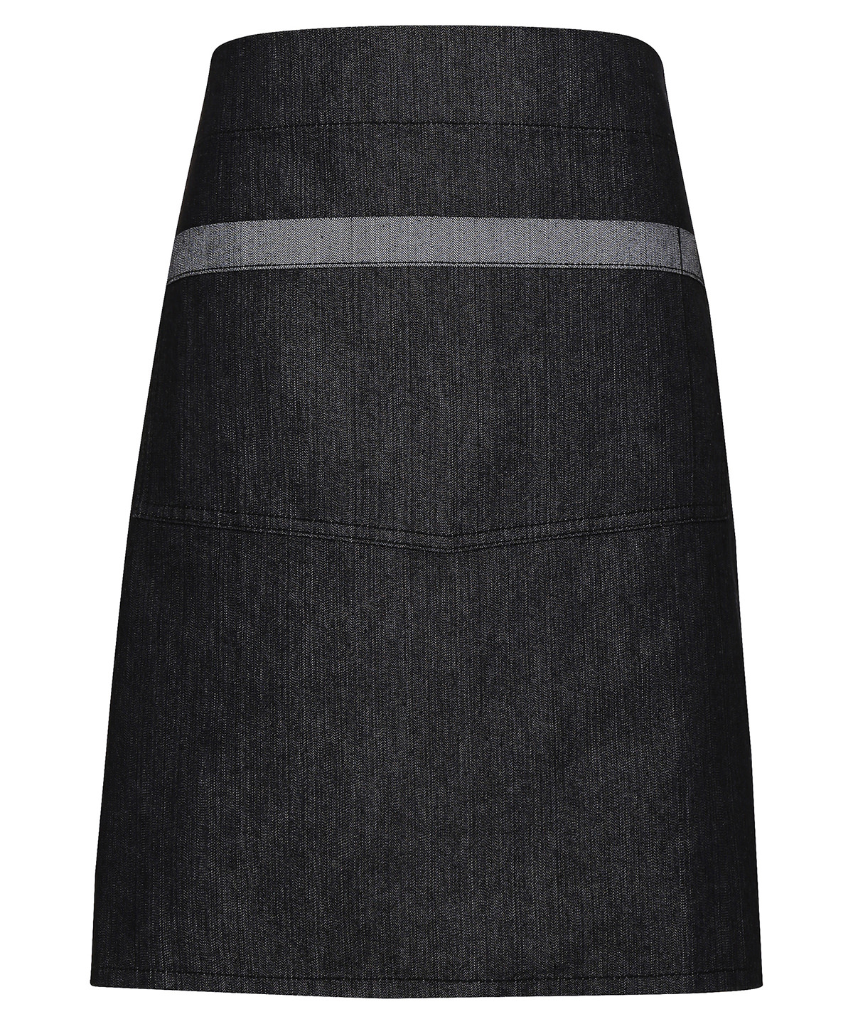 PR128 Domain contrast denim waist apron Black