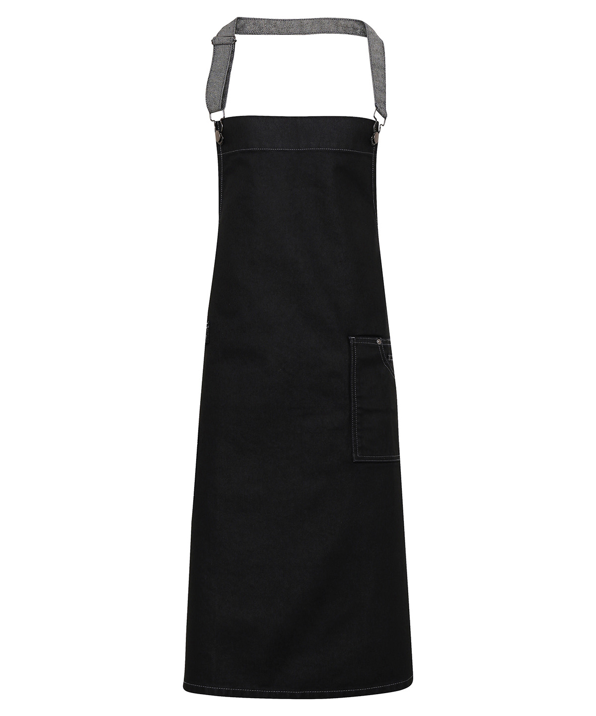 PR134 District waxed-look denim bib apron Black