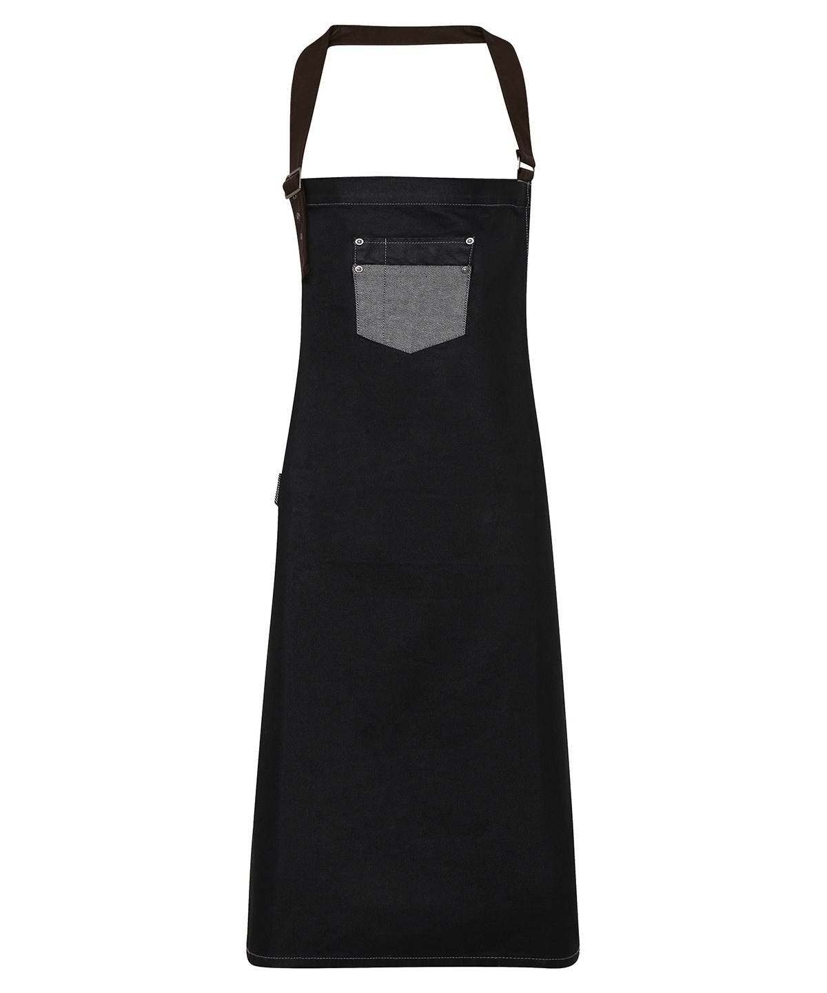 PR136 Division waxed-look denim bib apron with faux leather Black