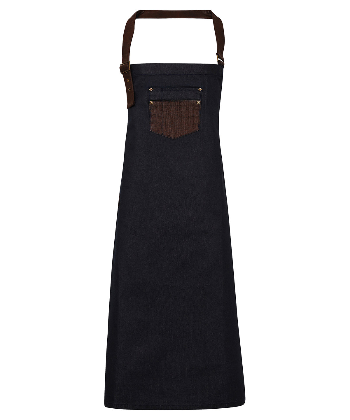 PR136 Division waxed-look denim bib apron with faux leather Blue