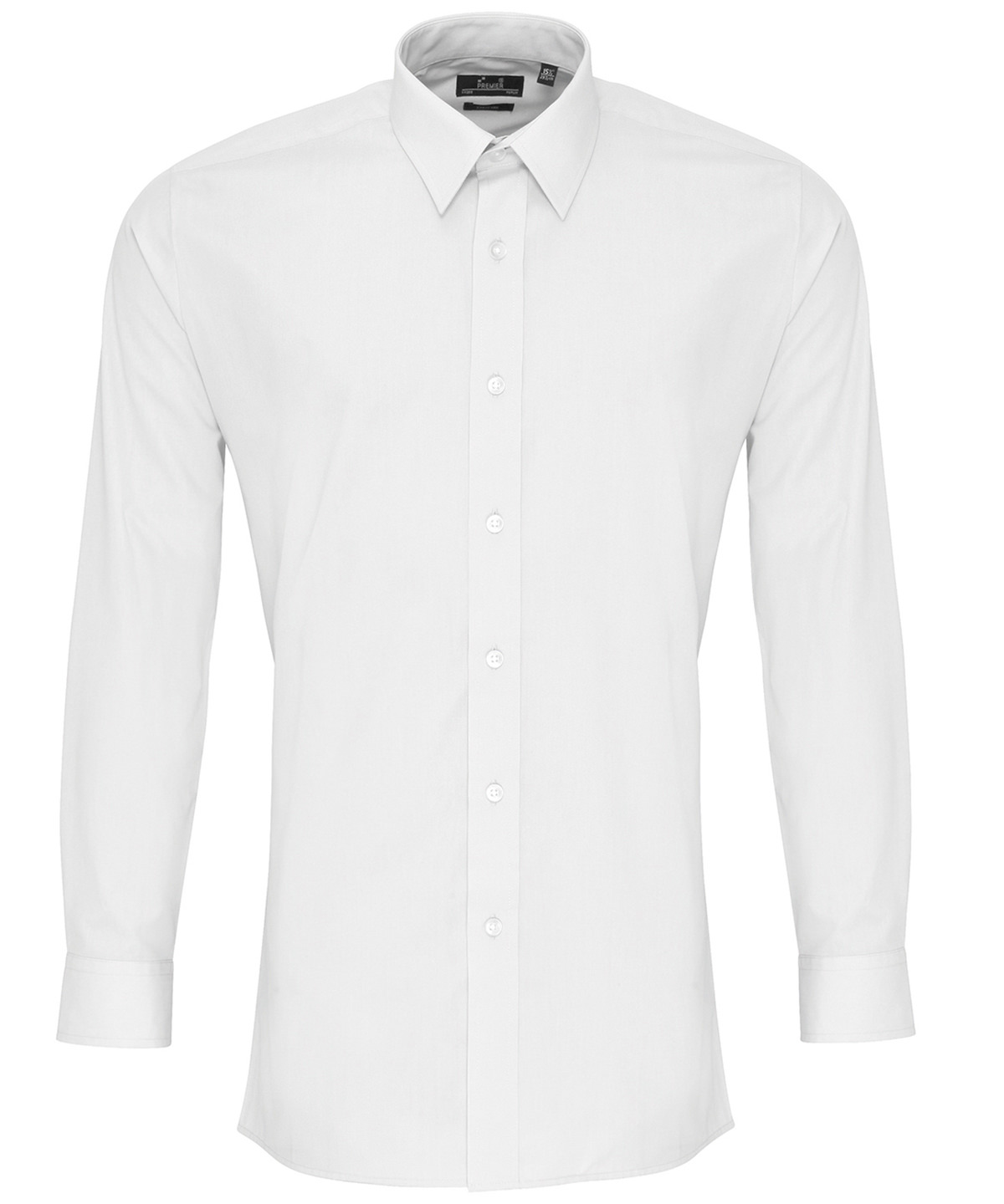 PR204 Poplin fitted long sleeve shirt White