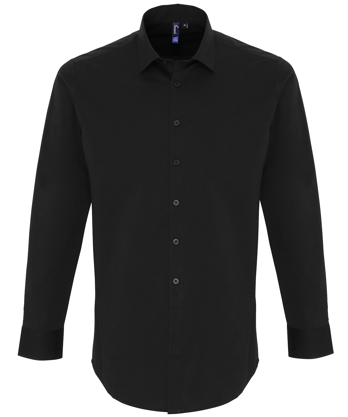 PR244 Stretch fit cotton poplin long sleeve shirt Black