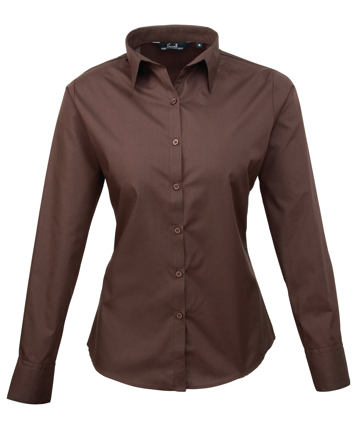 PR300 Women’s poplin long sleeve blouse Brown PR300 Women’s poplin long sleeve blouse Brown