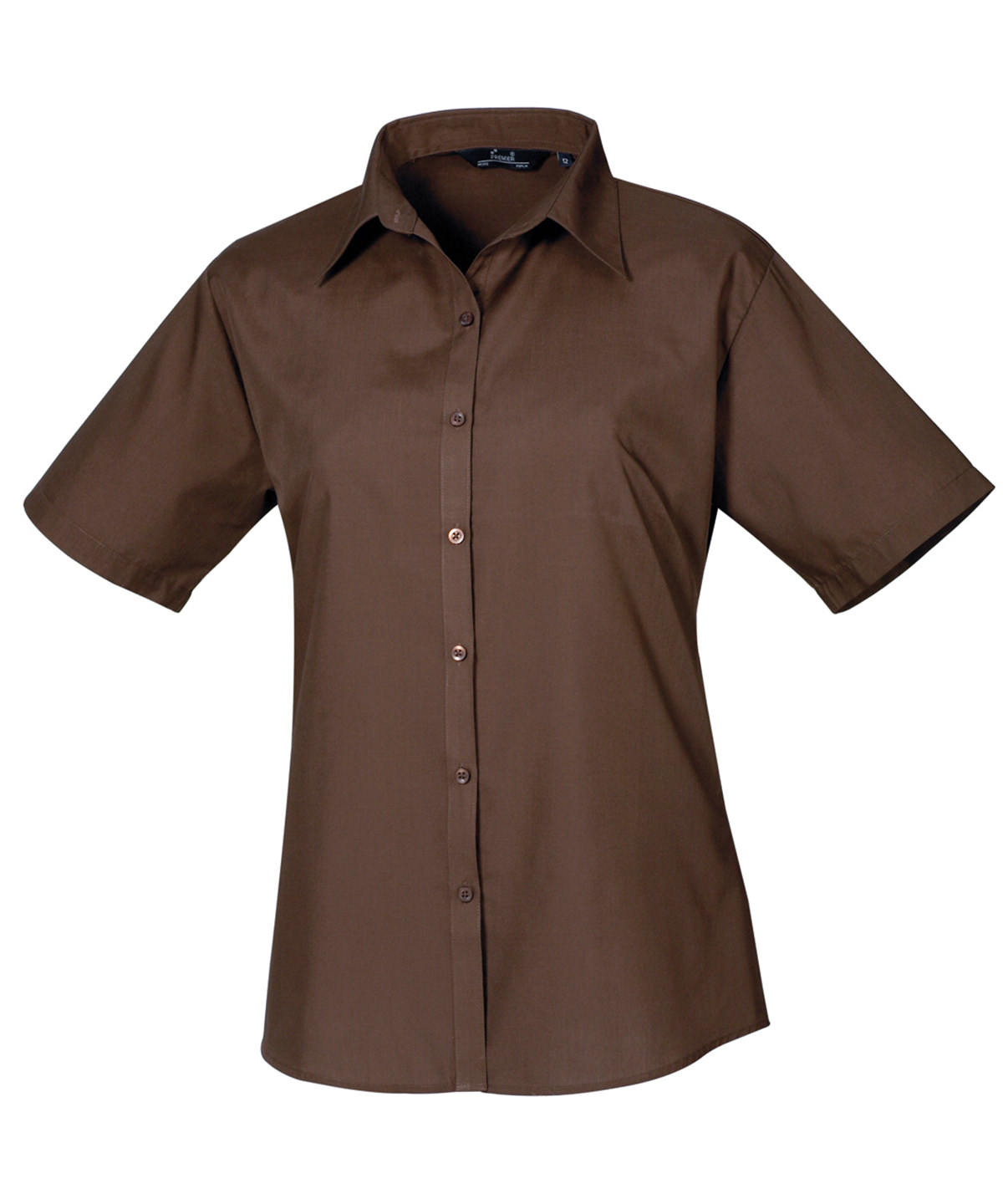 PR302 Women’s short sleeve poplin blouse Brown
