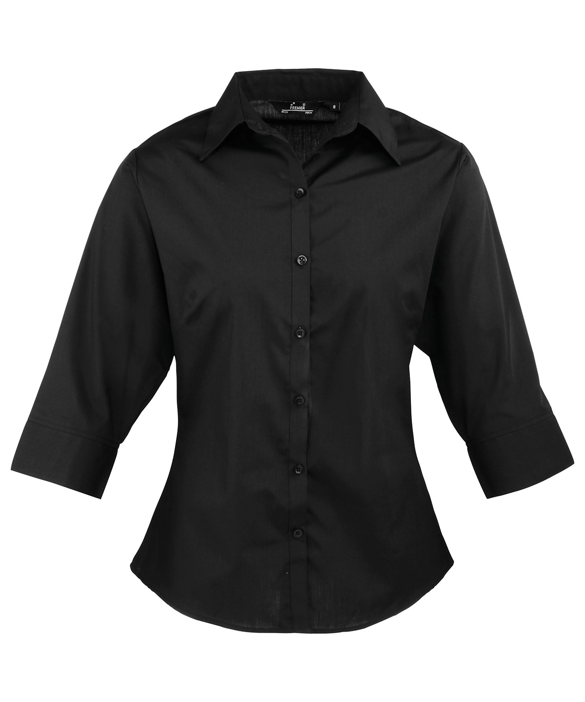 PR305 Women’s ¾ sleeve poplin blouse Black PR305 Women’s ¾ sleeve poplin blouse Black