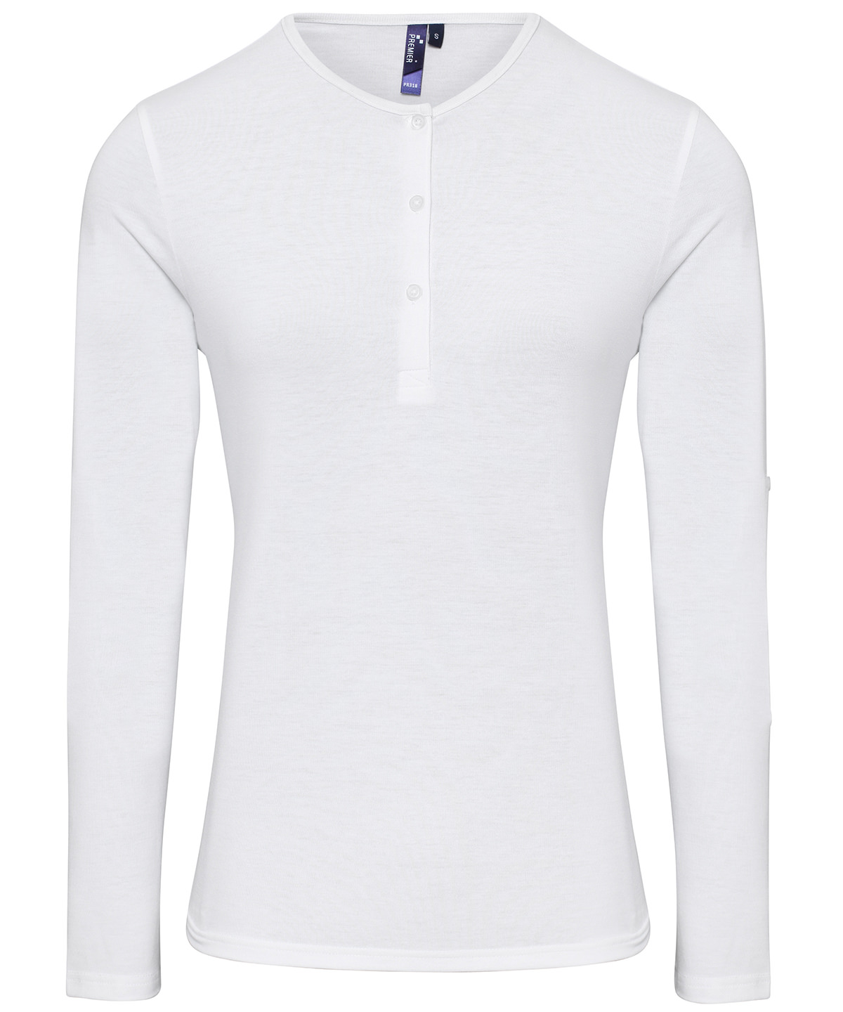 PR318 Women’s Long John roll-sleeve tee White PR318 Women’s Long John roll-sleeve tee White