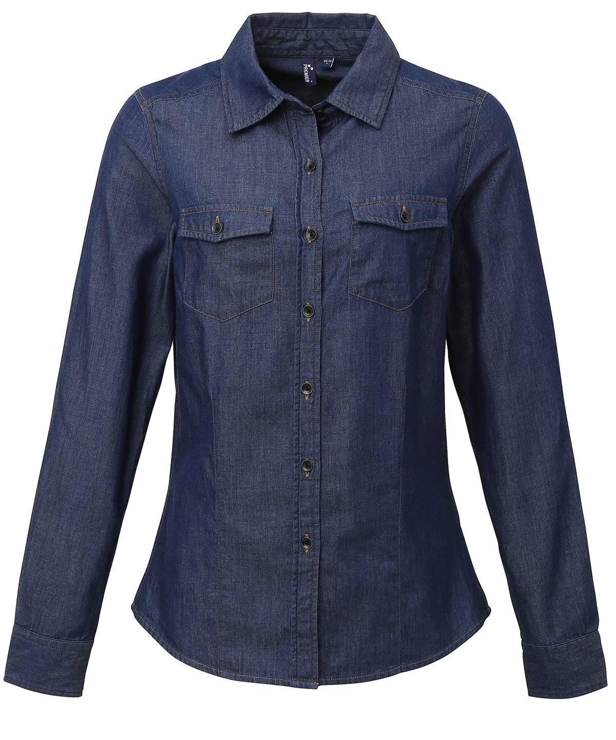 PR322 Women’s jeans stitch denim shirt Blue
