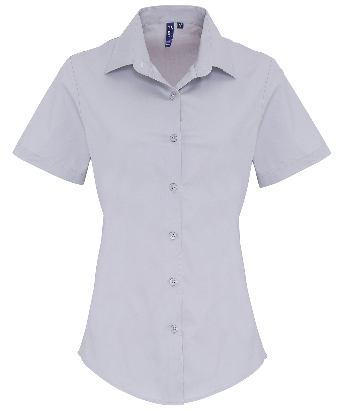 PR346 Women’s stretch fit cotton poplin short sleeve blouse Grey PR346 Women’s stretch fit cotton poplin short sleeve blouse Grey