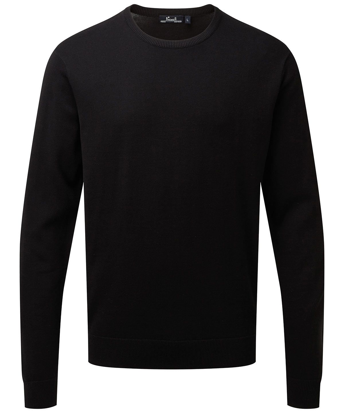 PR692 Crew neck cotton-rich knitted sweater Black