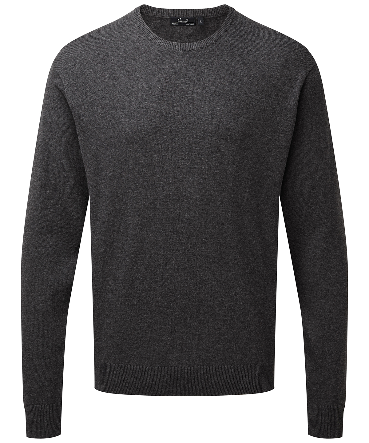 PR692 Crew neck cotton-rich knitted sweater Grey
