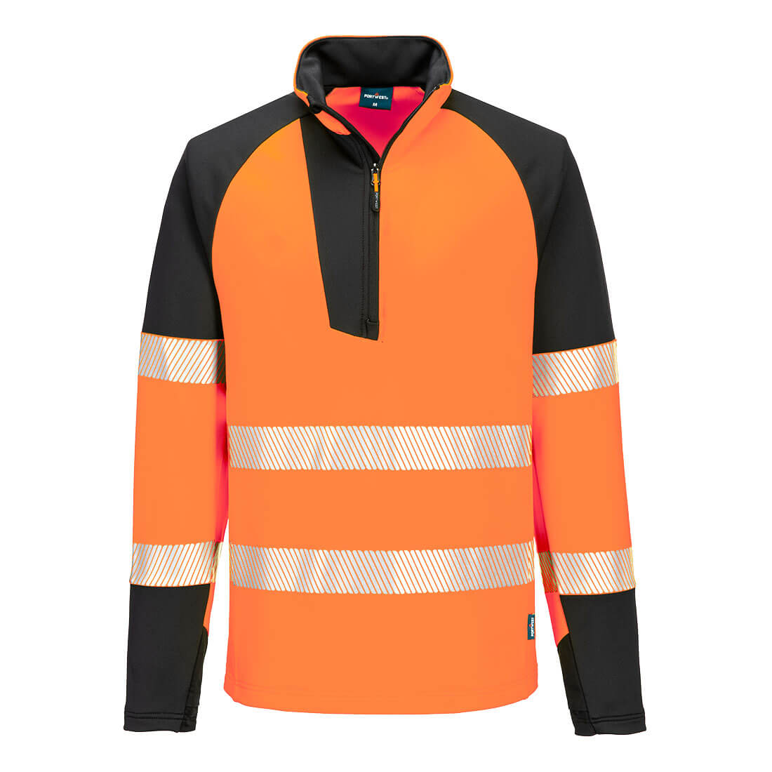 T172 PW3 Hi-Vis 1/4 Zip Sweatshirt Orange/Black