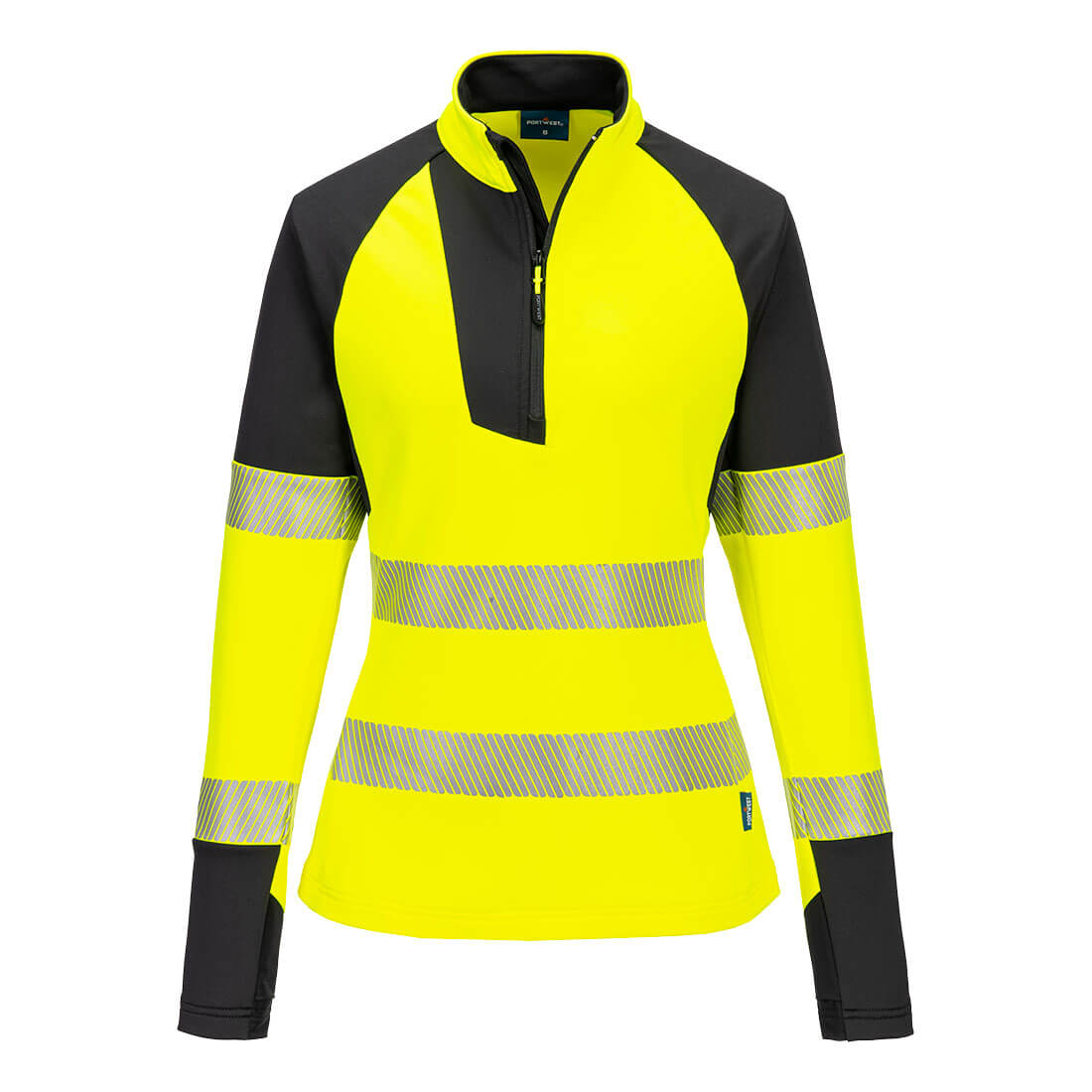 T173 PW3 Hi-Vis Women’s 1/4 Zip Sweatshirt Yellow/Black