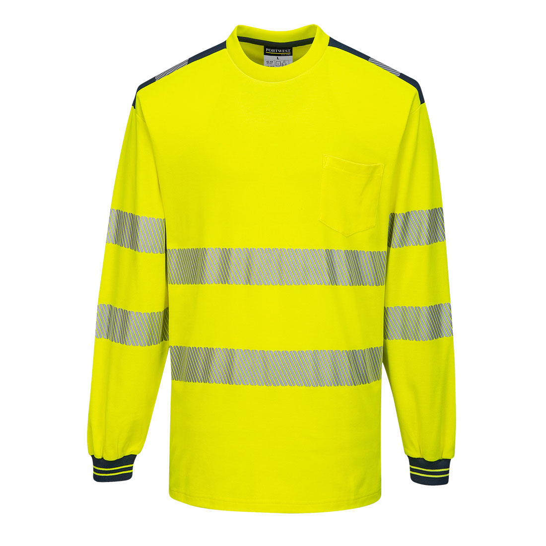 T185 PW3 Hi-Vis Cotton Comfort T-Shirt L/S Yellow/Navy T185 PW3 Hi-Vis Cotton Comfort T-Shirt L/S Yellow/Navy