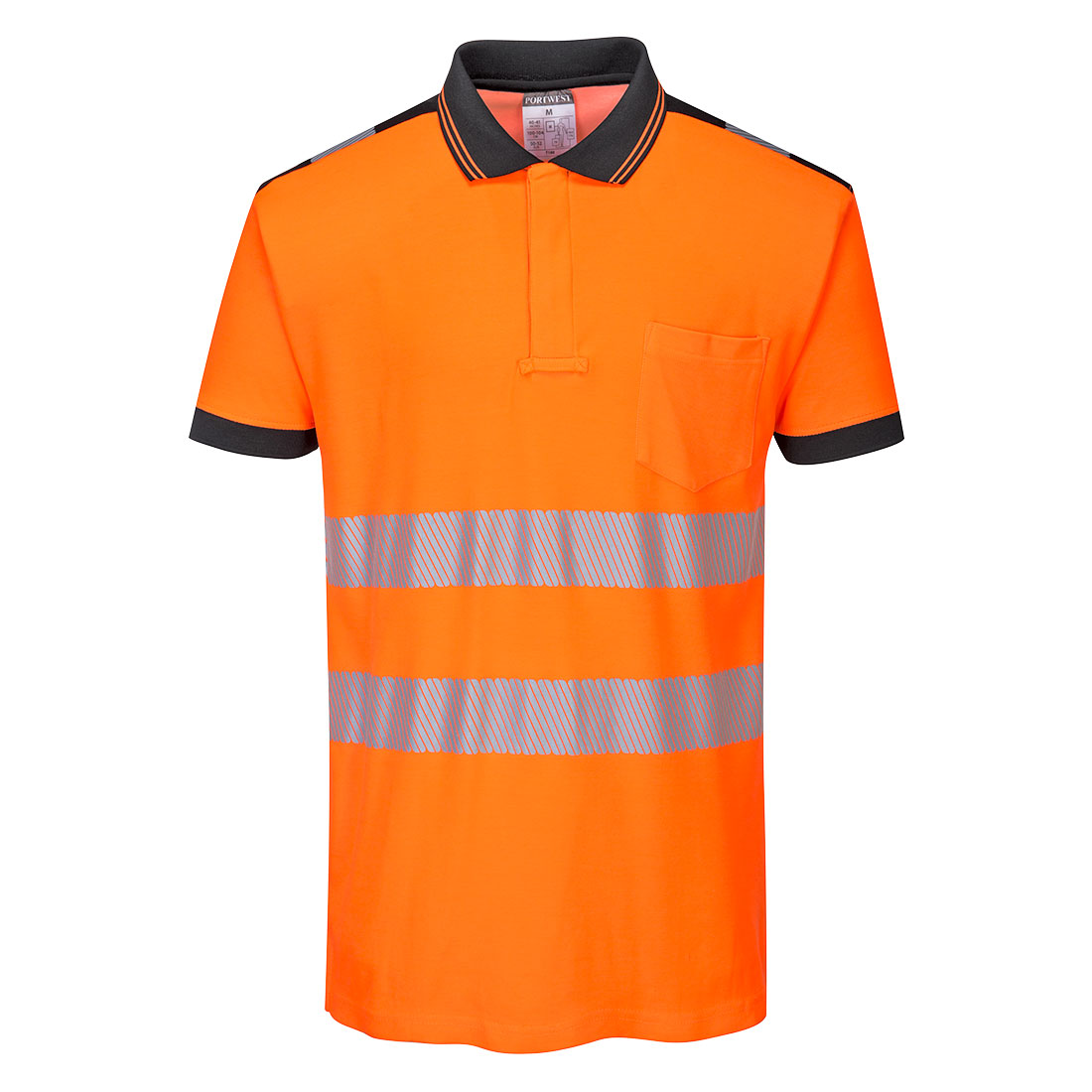 T180 PW3 Hi-Vis Cotton Comfort Polo Shirt S/S  Orange/Black