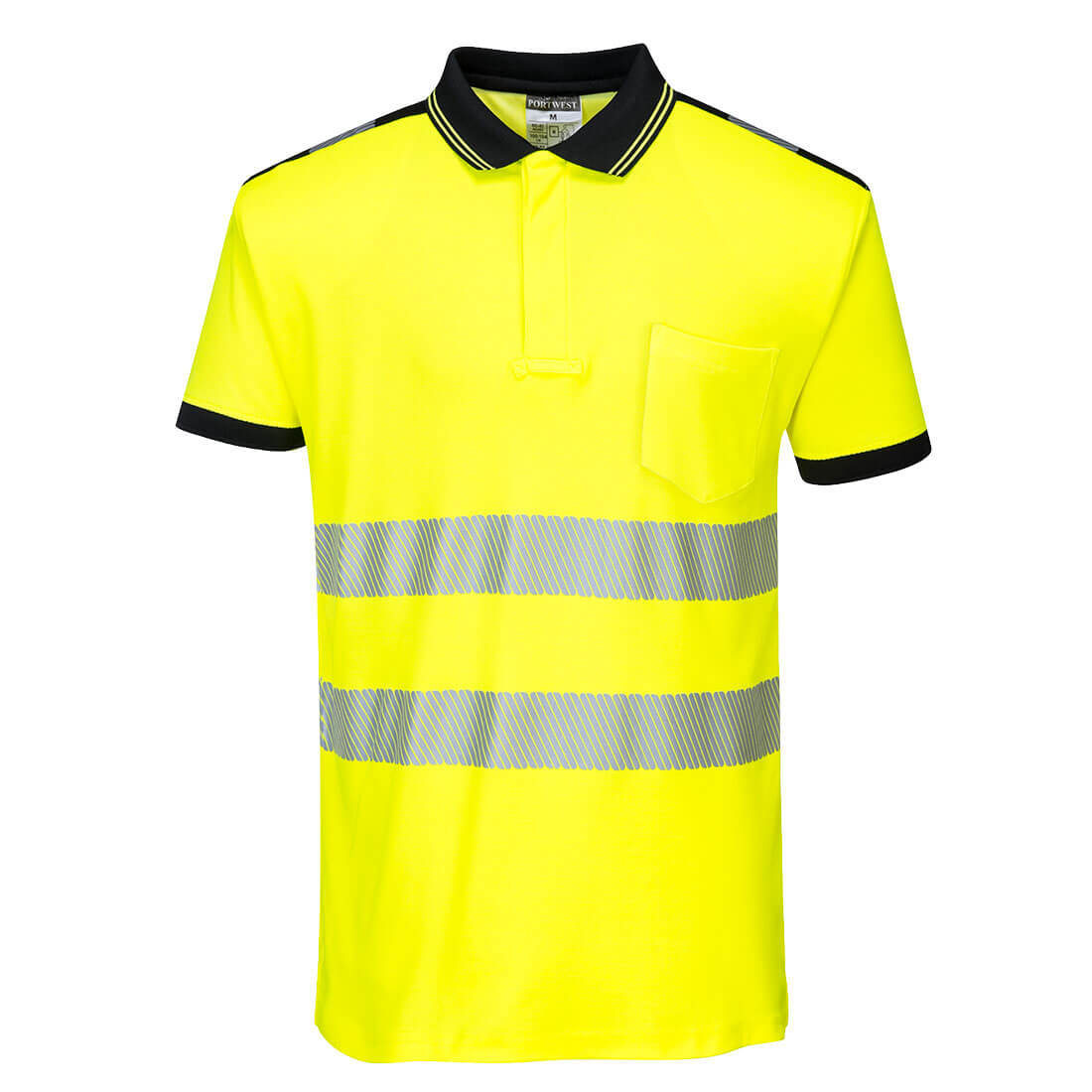 T180 PW3 Hi-Vis Cotton Comfort Polo Shirt S/S  Yellow/Black
