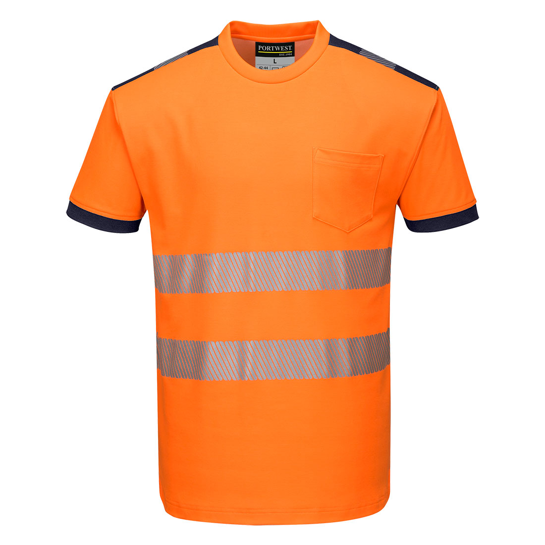 T181 PW3 Hi-Vis Cotton Comfort T-Shirt S/S  Orange/Navy