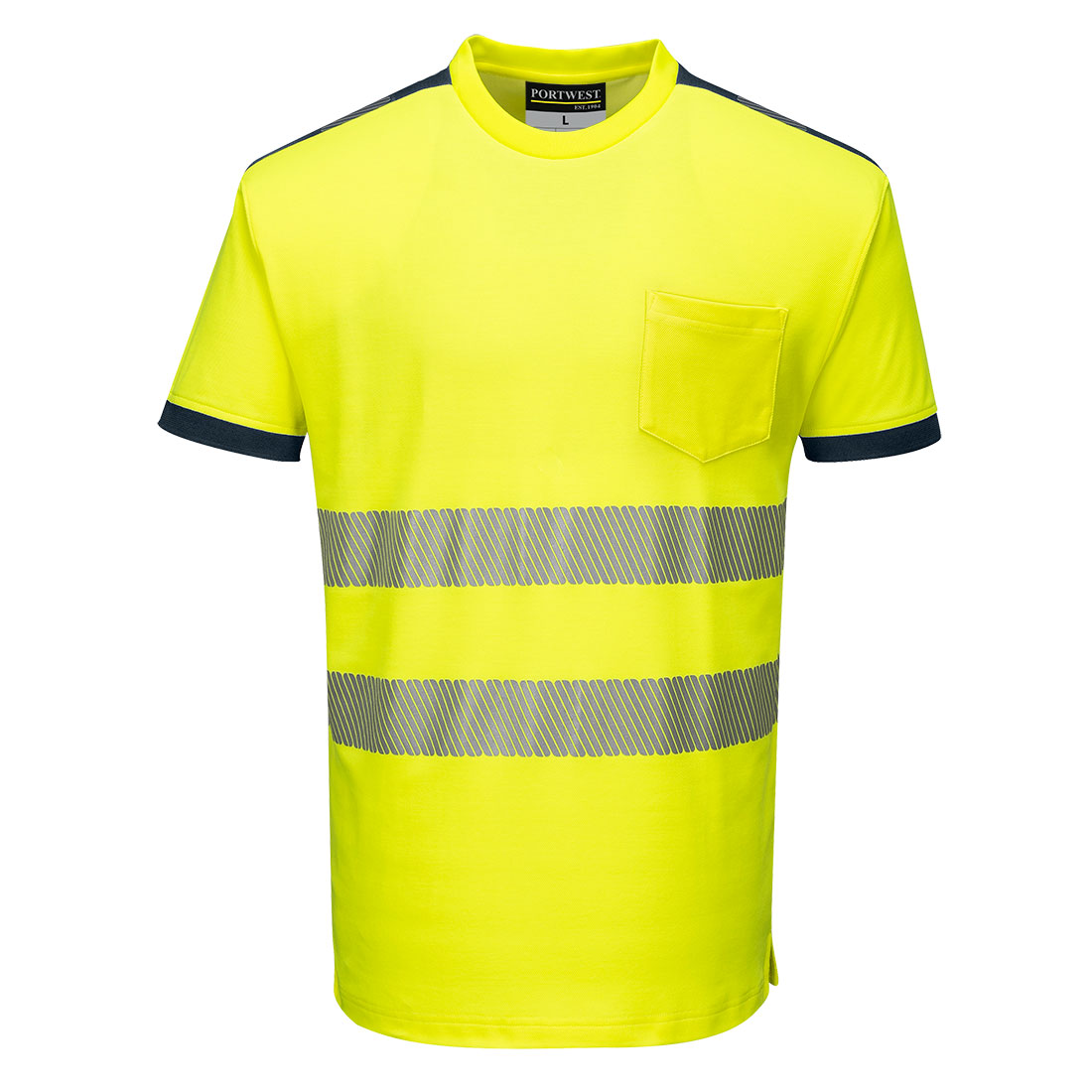 T181 PW3 Hi-Vis Cotton Comfort T-Shirt S/S Yellow/Navy T181 PW3 Hi-Vis Cotton Comfort T-Shirt S/S Yellow/Navy
