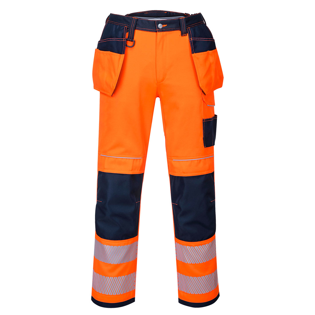 T501 PW3 Hi-Vis Holster Pocket Work Trousers Orange/Navy Short