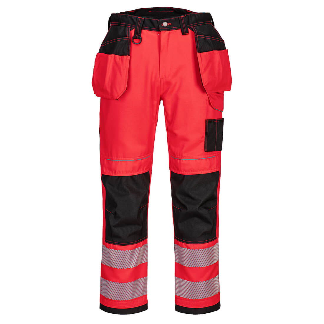 T501 PW3 Hi-Vis Holster Pocket Work Trousers Red/Black