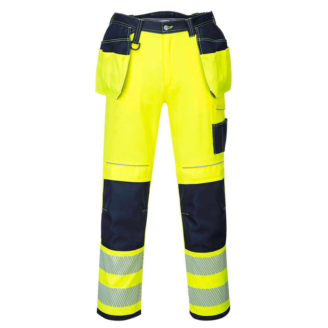 T501 PW3 Hi-Vis Holster Pocket Work Trousers Yellow/Navy