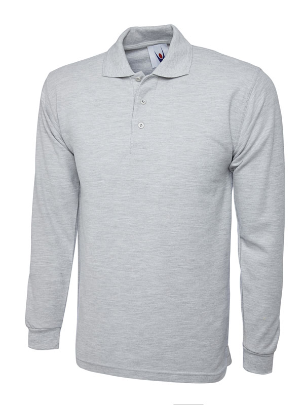 UC113 Heather Grey Longsleeve Classic Poloshirt