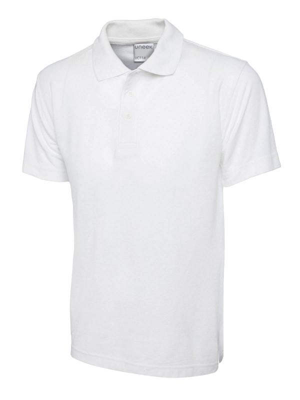 UC114 White Mens Active Cotton Poloshirt