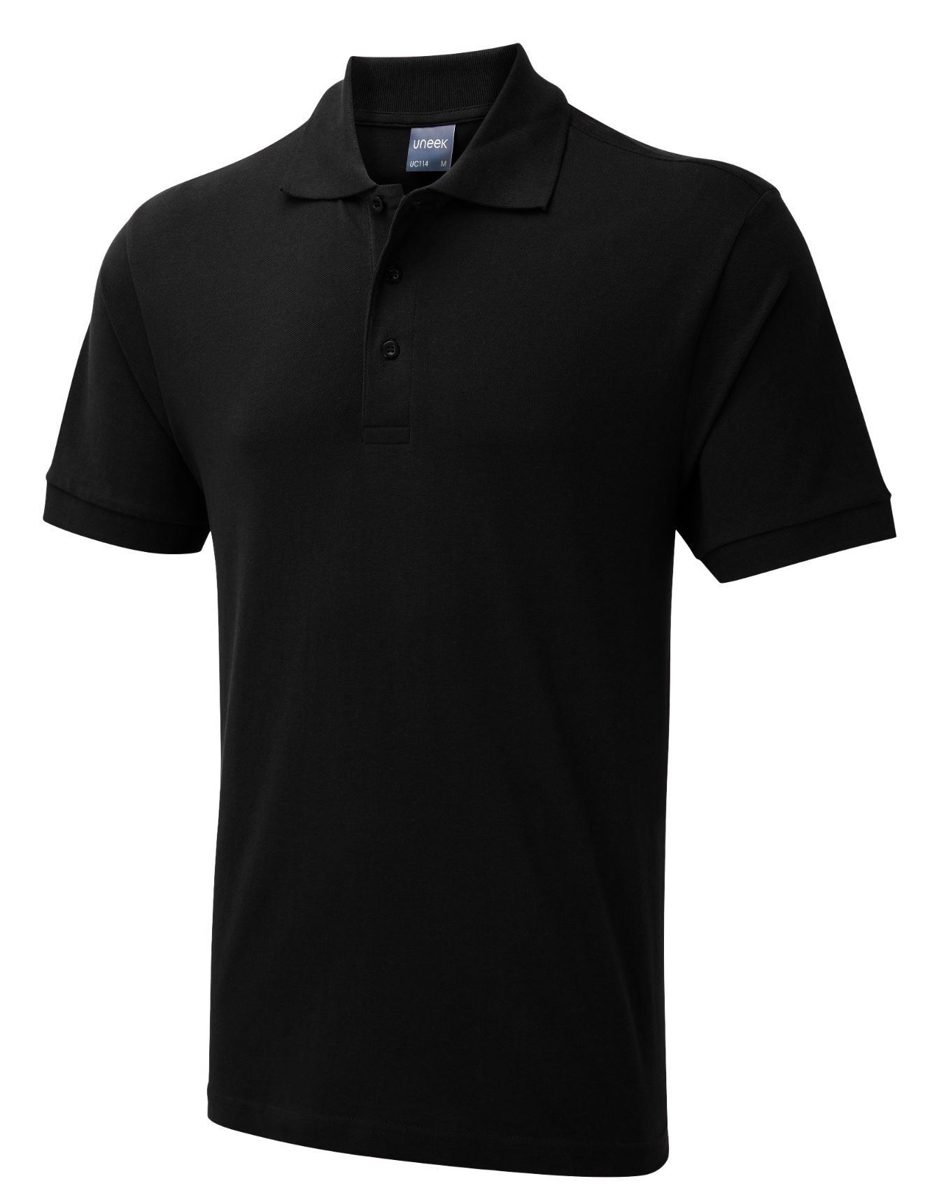 UC114 Black Mens Active Cotton Poloshirt