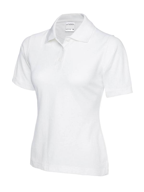UC115 White Ladies Active Cotton Poloshirt