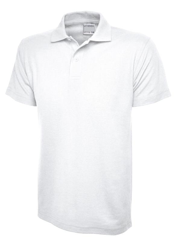 UC116 White Childrens Active Cotton Poloshirt