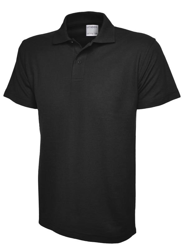 UC116 Black Childrens Active Cotton Poloshirt