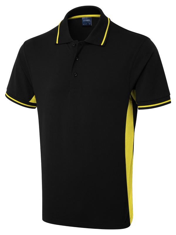 UC117 Black/Yellow Two Tone Polo Shirt
