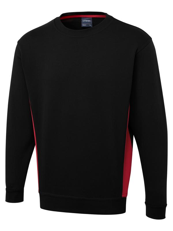 UC217 Black/Red Two Tone Crew Neck Sweatshirt UC217 Black/Red Two Tone Crew Neck Sweatshirt