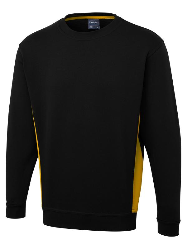 UC217 Black/Yellow Two Tone Crew Neck Sweatshirt UC217 Black/Yellow Two Tone Crew Neck Sweatshirt