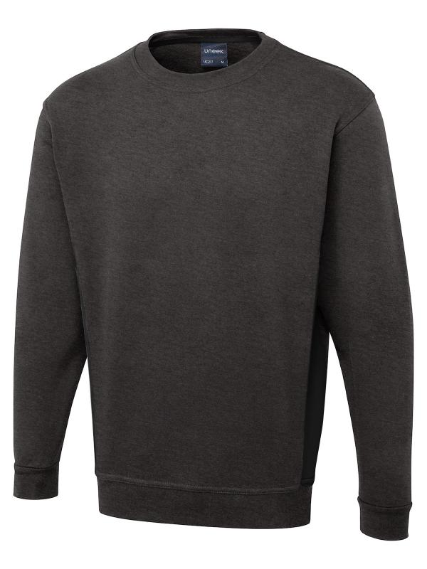 UC217 Charcoal/Black Two Tone Crew Neck Sweatshirt UC217 Charcoal/Black Two Tone Crew Neck Sweatshirt