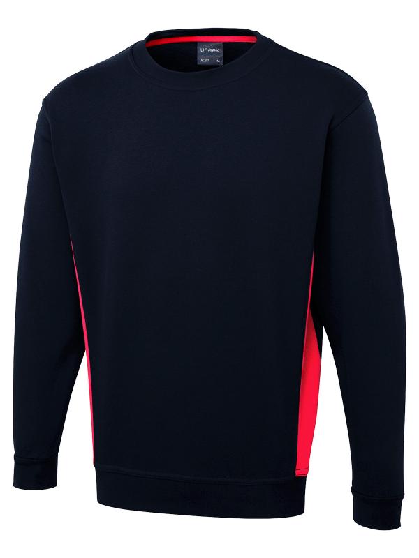UC217 Navy/Red Two Tone Crew Neck Sweatshirt UC217 Navy/Red Two Tone Crew Neck Sweatshirt