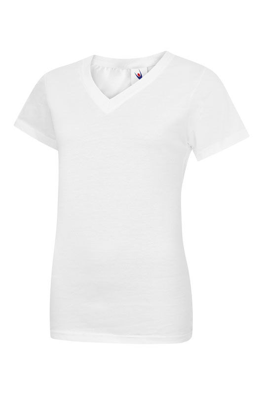 UC319 White Ladies Classic V-Neck T-Shirt UC319 White Ladies Classic V-Neck T-Shirt
