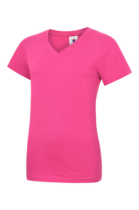 UC319 Hot Pink Ladies Classic V-Neck T-Shirt UC319 Hot Pink Ladies Classic V-Neck T-Shirt