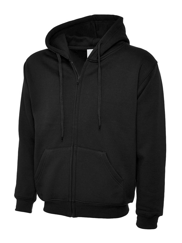 UC504 Black Adults Classic Full Zip Hooded Sweatshirt
