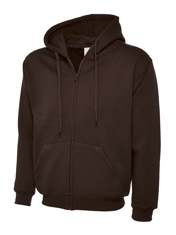 UC504 Brown Adults Classic Full Zip Hooded Sweatshirt