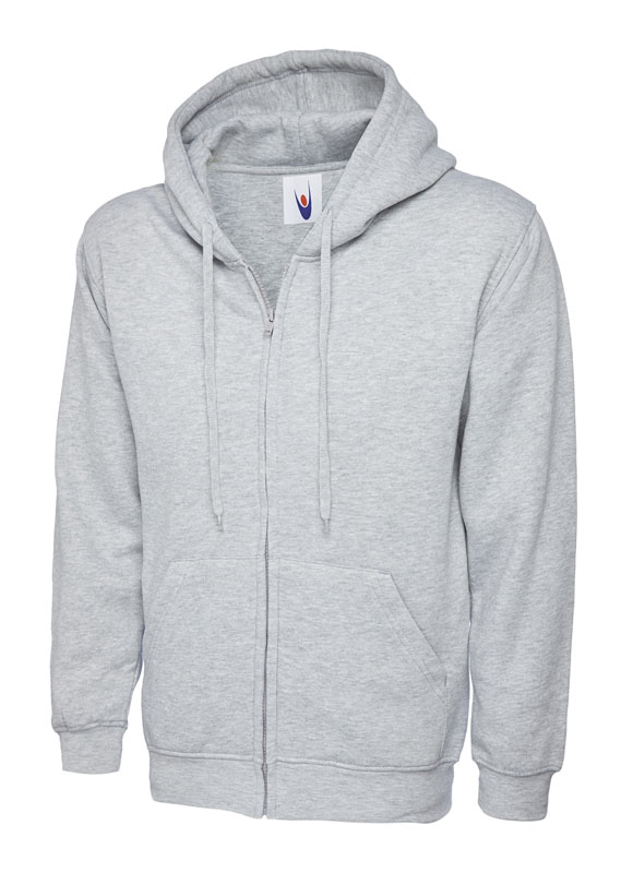 UC504 Heather Grey Adults Classic Full Zip Hooded Sweatshirt