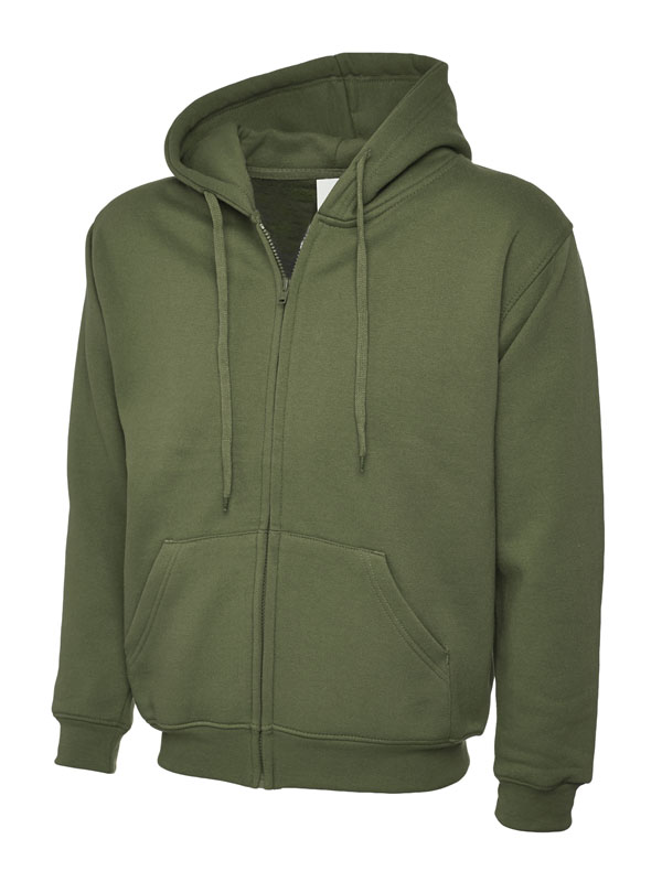UC504 Olive Adults Classic Full Zip Hooded Sweatshirt