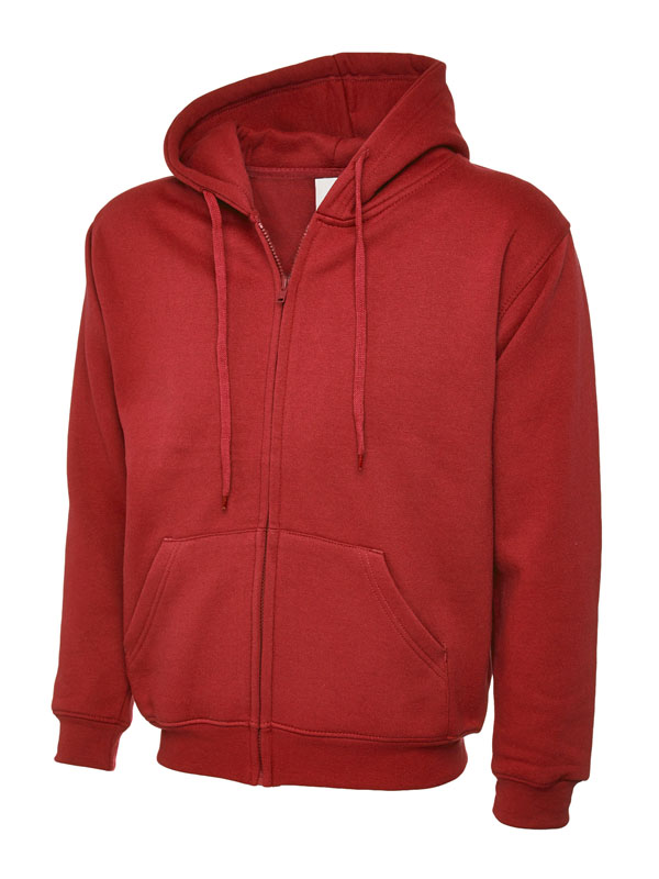 UC504 Red Adults Classic Full Zip Hooded Sweatshirt