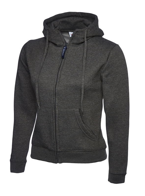 UC505 Charcoal Ladies Classic Full Zip Hooded Sweatshirt