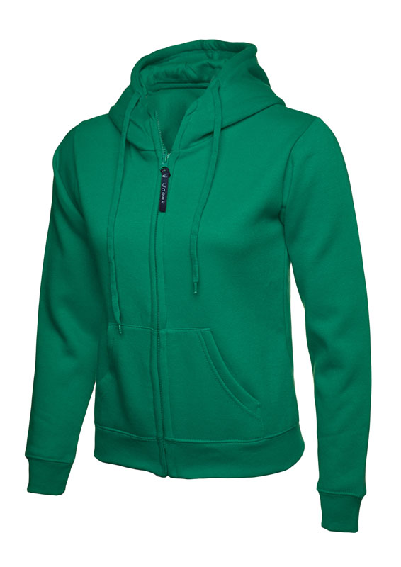 UC505 Kelly Green Ladies Classic Full Zip Hooded Sweatshirt