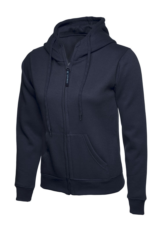 UC505 Navy Ladies Classic Full Zip Hooded Sweatshirt UC505 Navy Ladies Classic Full Zip Hooded Sweatshirt