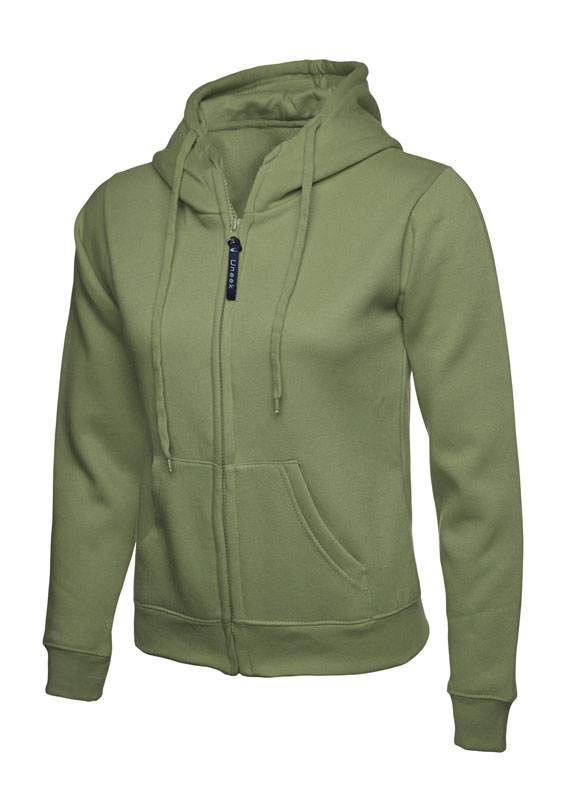 UC505 Olive Ladies Classic Full Zip Hooded Sweatshirt