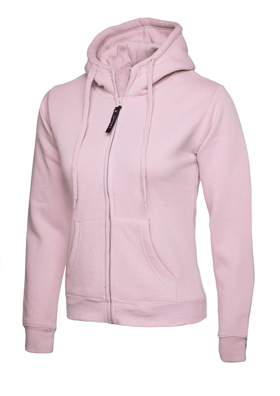 UC505 Pink Ladies Classic Full Zip Hooded Sweatshirt