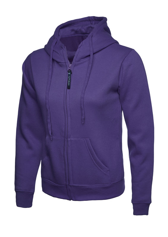 UC505 Purple Ladies Classic Full Zip Hooded Sweatshirt