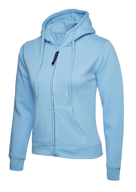 UC505 Sky Ladies Classic Full Zip Hooded Sweatshirt